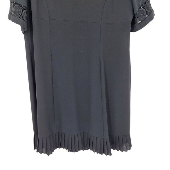 Vintage 80's Chaus Shift Dress 14W Black Button Front‎ Lace Pleated Ruffle Hem - Picture 9 of 10